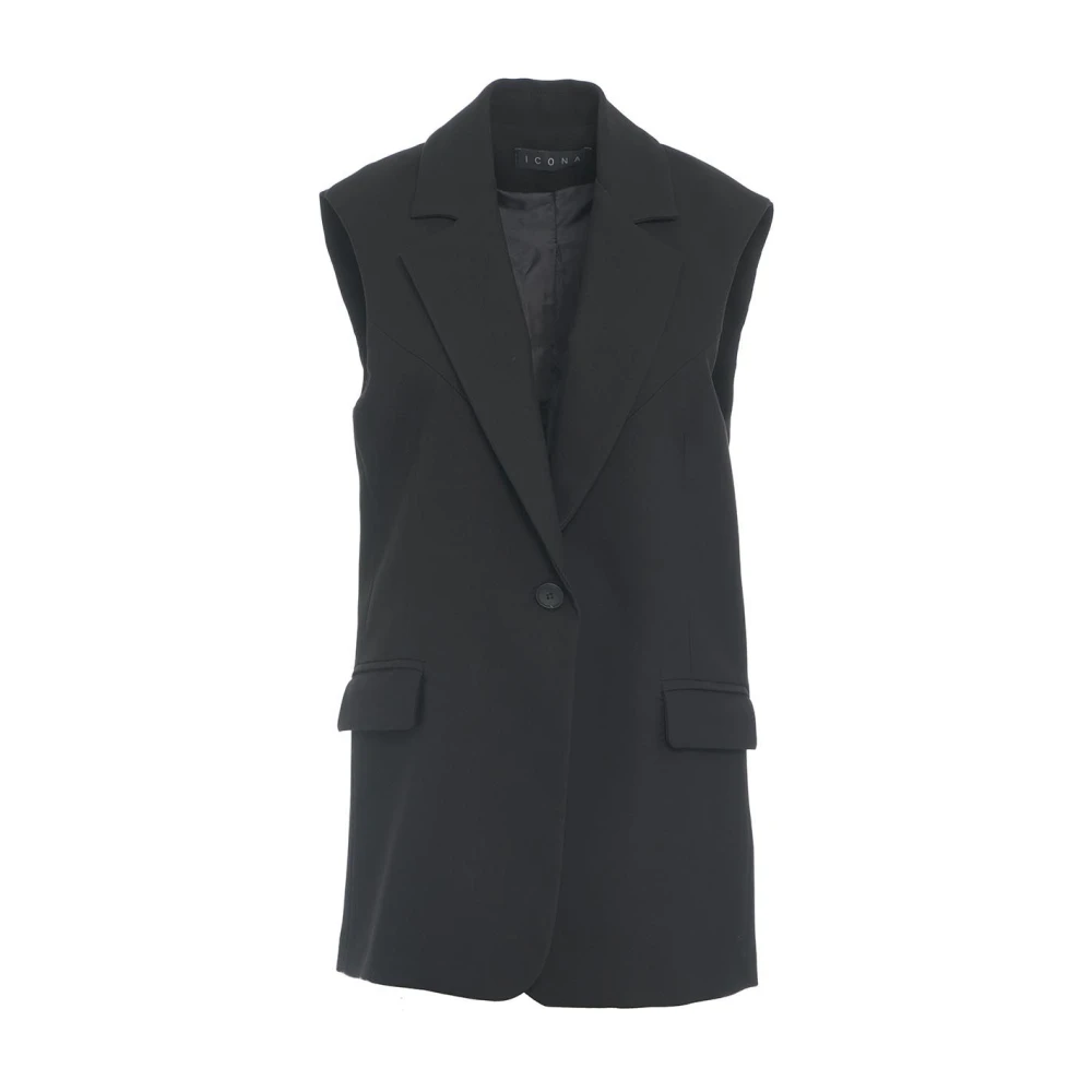 KAOS Svart Oversize Vest Blazer Aw24 Black, Dam