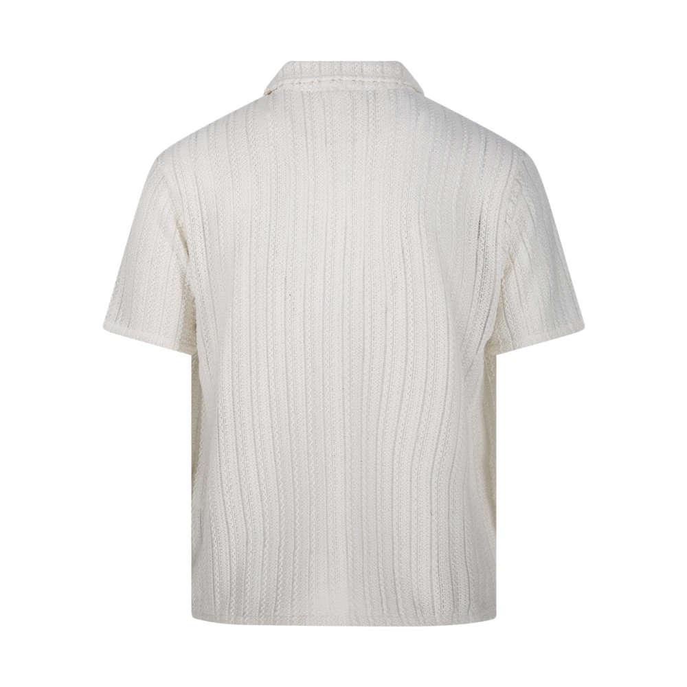 Dunst Ivory Stripe Crochet Shirt White Heren