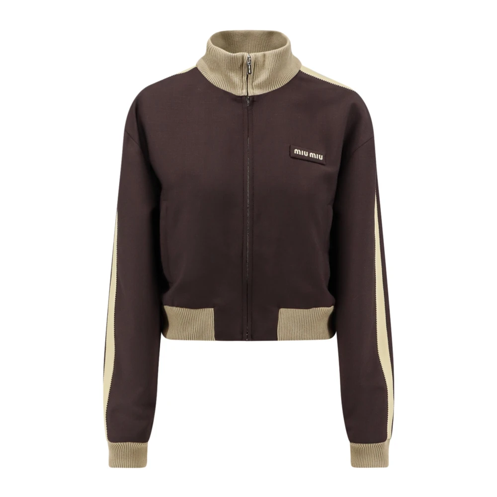 Miu Miu Mujer Marrón - Chaqueta De Cremallera De Mohair Y Lana Virgen - Sweatshirts & Hoodies - M