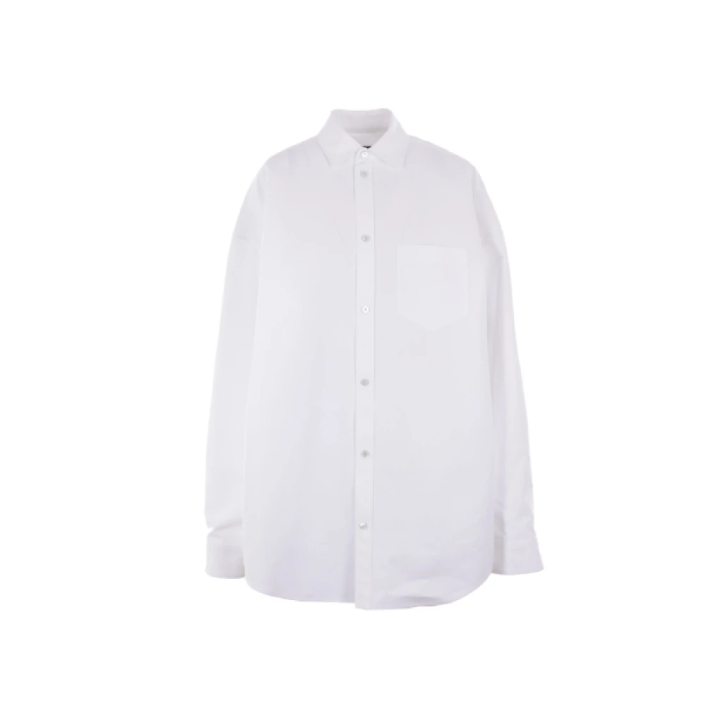 Balenciaga Oversized Wit Katoenen Overhemd Jas White Dames