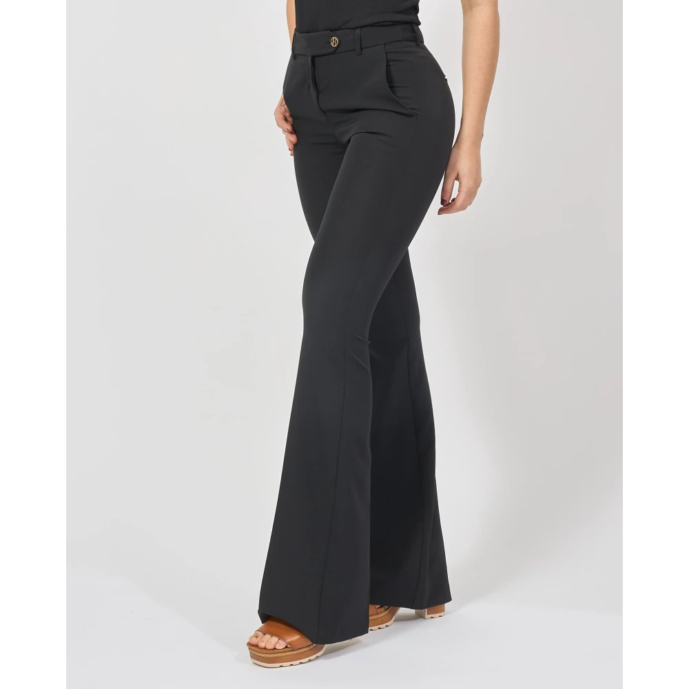 Fracomina Zwarte Bootcut Broek met NorHeren Taille Black Dames