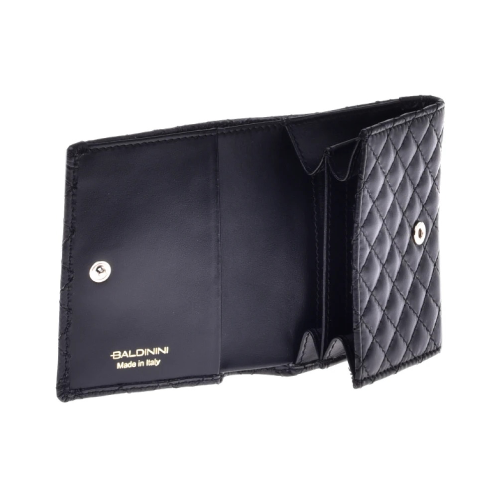 Baldinini Wallet in black quilted leather Black Dames