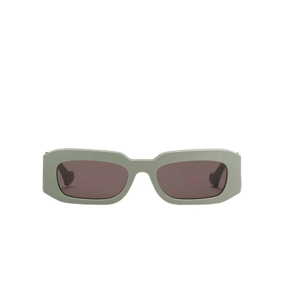 Gucci Fyrkantiga Unisex Solglasögon i Salvia med Bruna Linser Green, Unisex