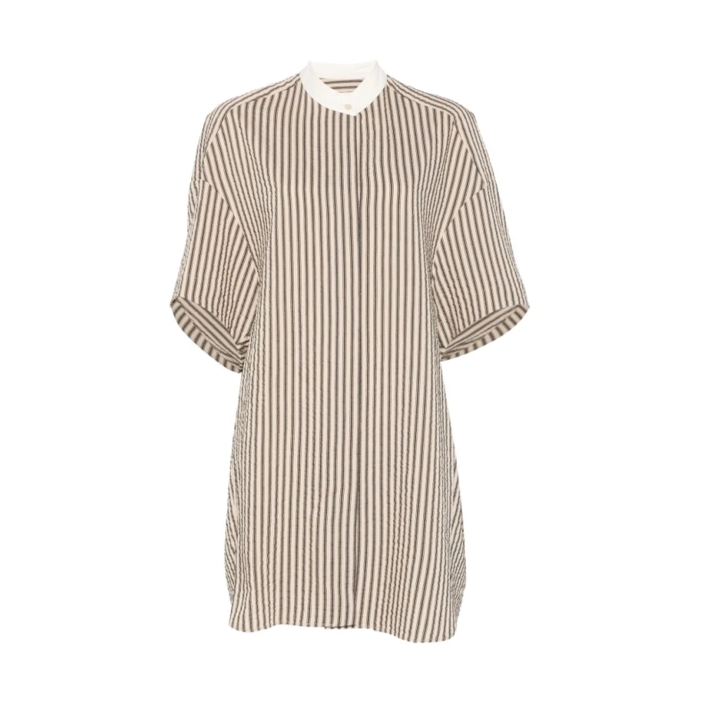Alysi Women's Beige Shirt Dresses, Xs, Vertical Stripe Shirt Dress