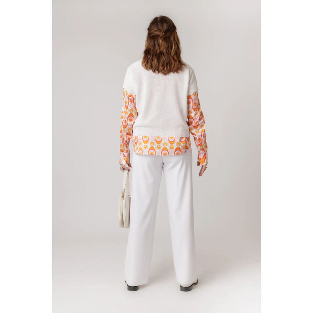 RAFFAELLO ROSSI Hoge Taille Elastische Band Broek White Dames