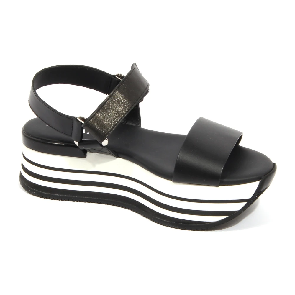 Hogan Vrouw Zwart Schoenen Dames, 40 Eu, Sandalen Met Bandjes En Sleehak