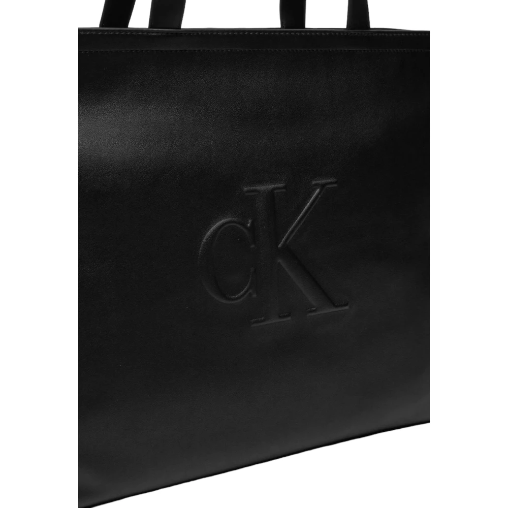 Calvin Klein Jeans Slanke Tote Deboss Collectie Herfst Winter Black Dames
