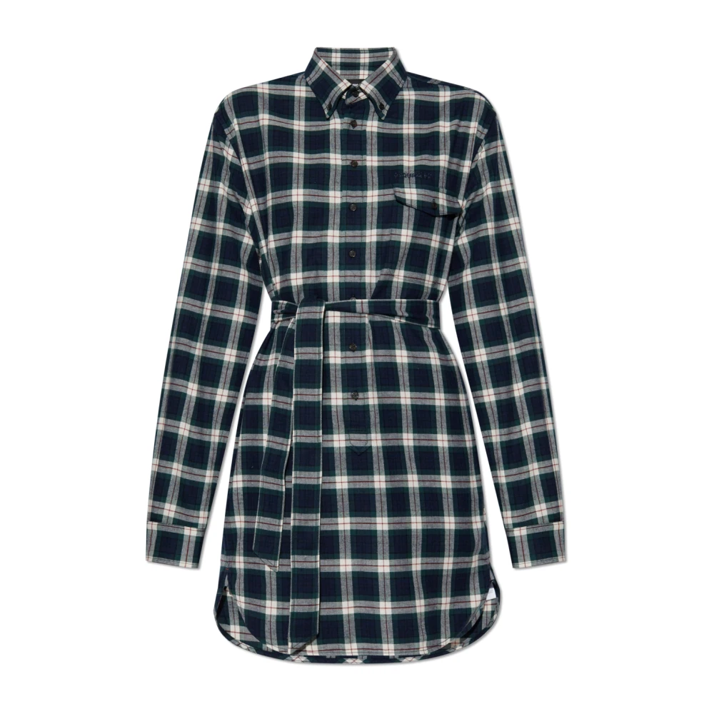 Dsquared2 Women's Blue Shirt Dresses, Xs, Dress With A Check Pattern