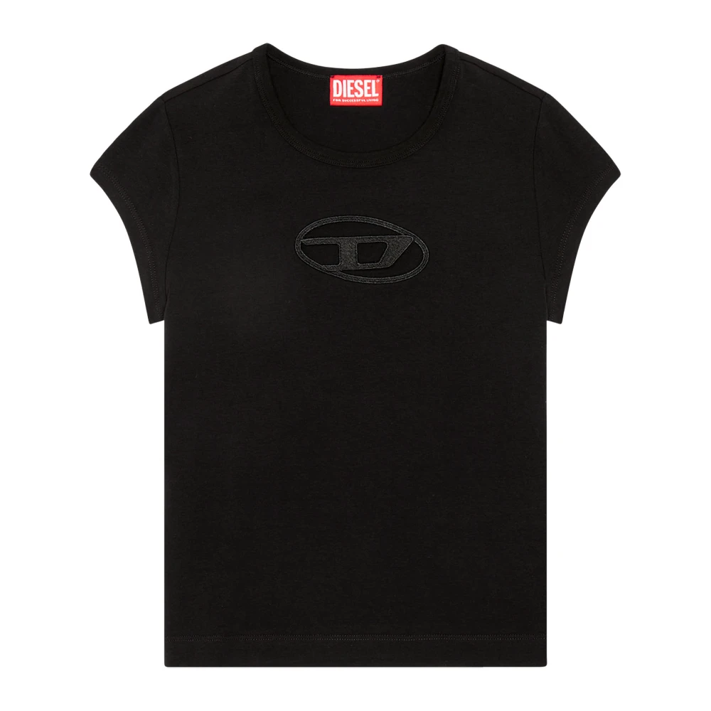 Diesel T-shirt met peekaboo-logo Black Dames
