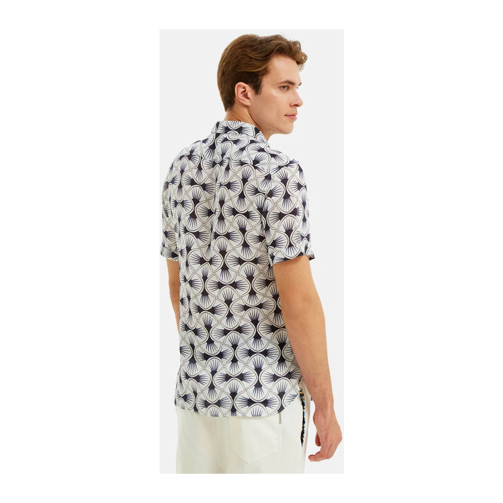 Peninsula Mediterrane Tegelprint Linnen Overhemd Multicolor Heren