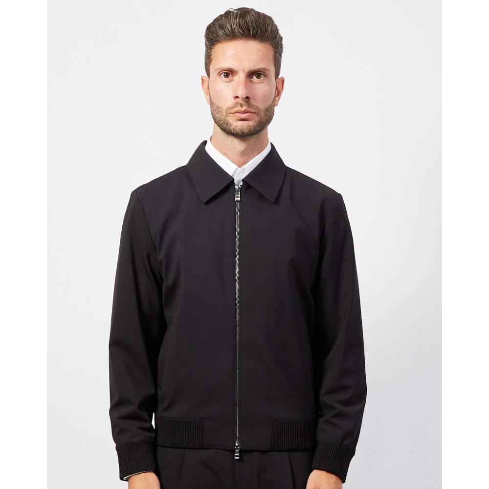 Hugo Boss Moderne Zwarte Jas Straight Slim Fit Black Heren