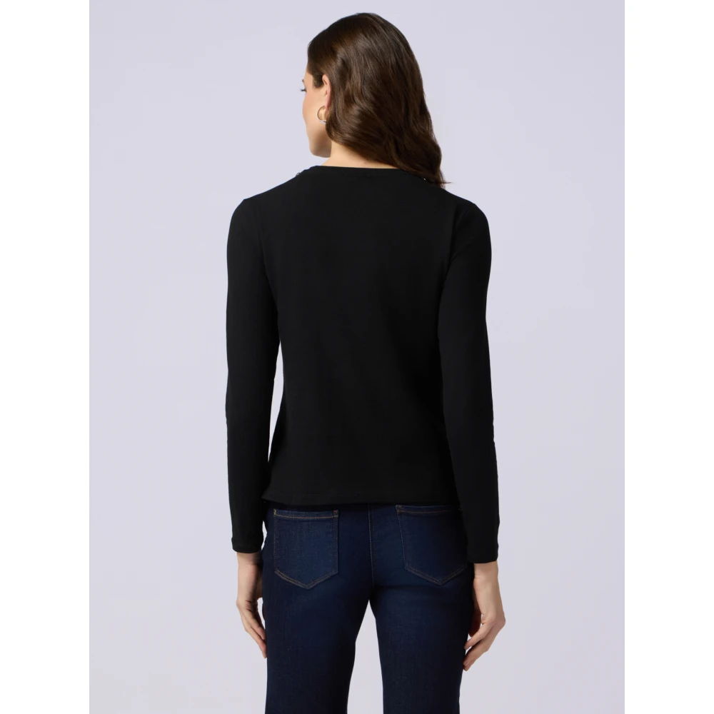 Oltre T-shirt met steendetail Black Dames