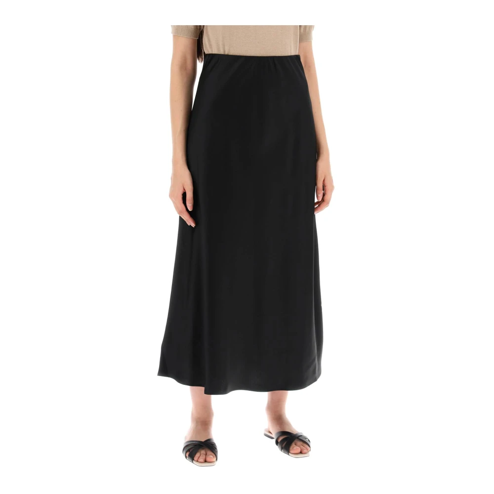 By Malene Birger Satin Flared Midi Rok By Herenne Birger Black Dames