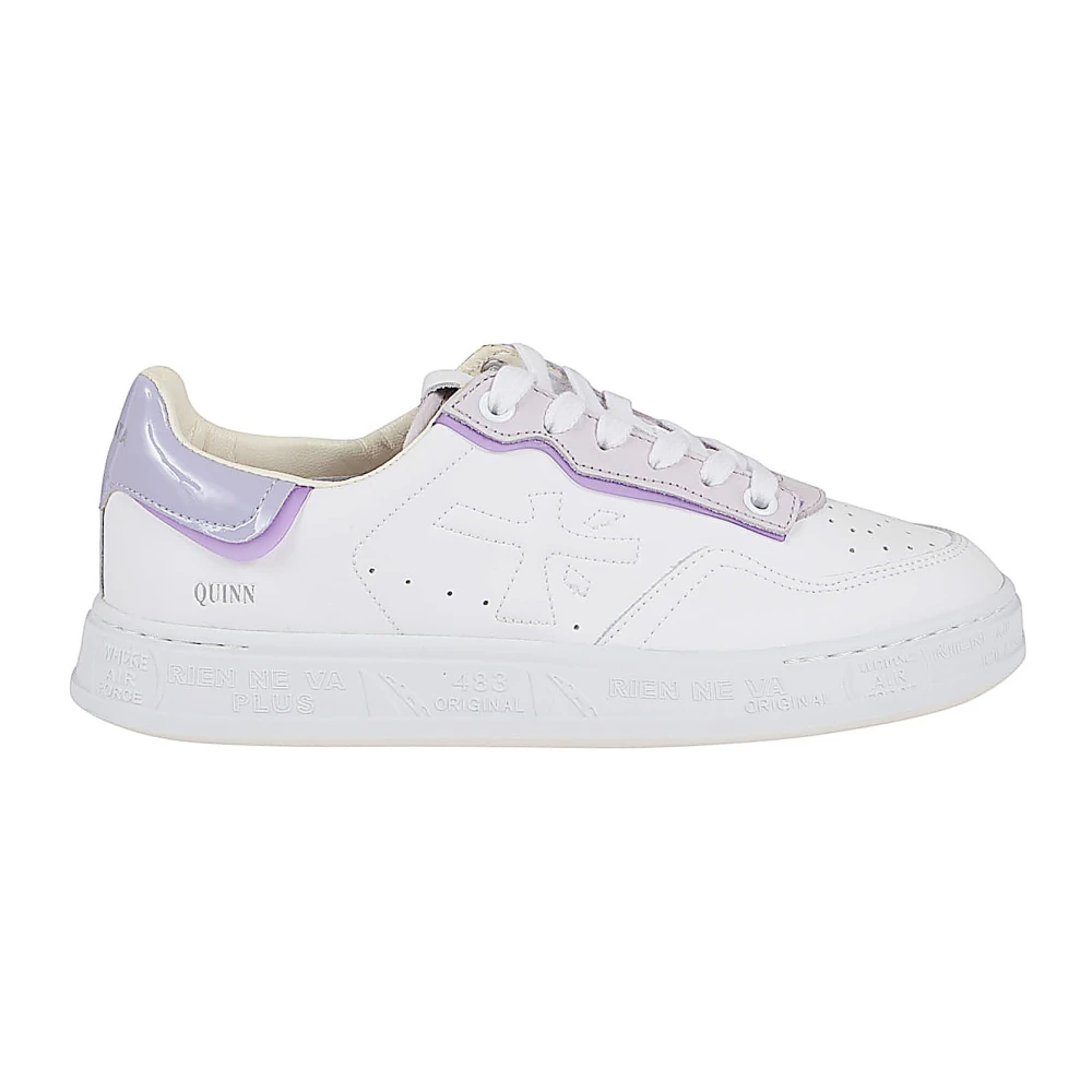 Premiata Witte leren sneakers met paarse accenten Dames Schoenen