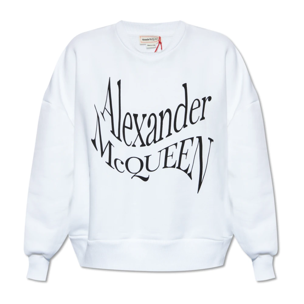 Alexander mcqueen Witte Crewneck Sweatshirt met Logo Print White Dames