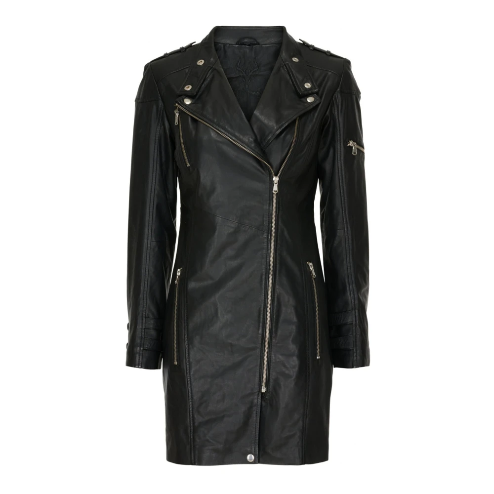 Notyz Donna Nero - Long Biker Jacket - Jackets - 3XL