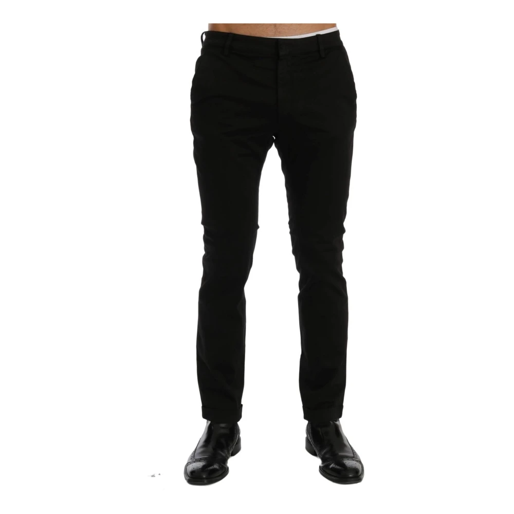 Costume National Black Slim Fit Cotton Stretch Trousers - Male - Slim-Fit Trousers - Black - S - Trousers