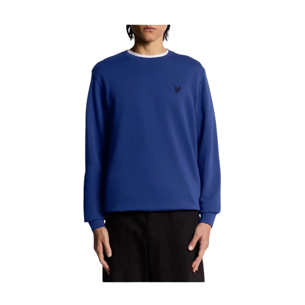 Lyle & Scott Men's Blue Sweatshirts, S, Round Neck Long Sleeve Cotton Sweatshirt
