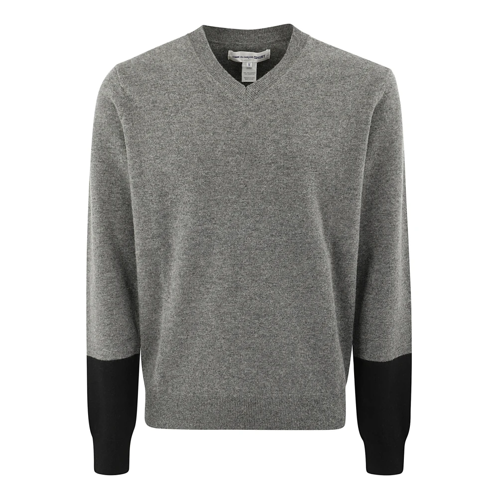 Comme des Garçons V-hals Trui met Kleurdetail Gray Heren