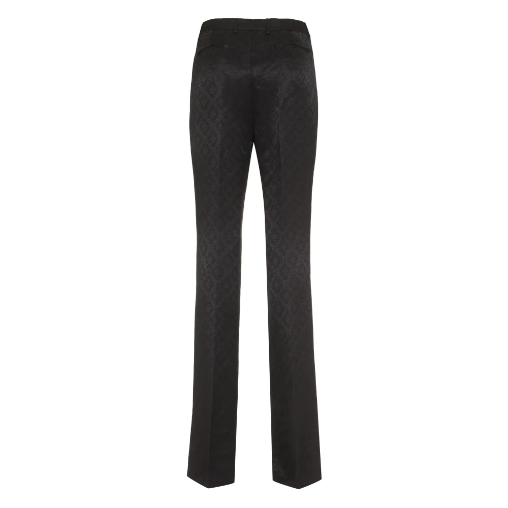 ETRO Flared Broek met Bloemen Jacquard Motief Black Dames