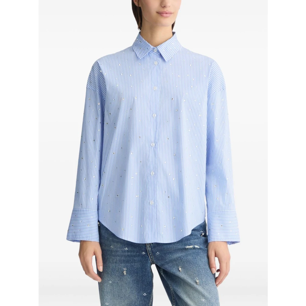 Liu Jo Lichtblauwe Shirt met Strass Steentjes Blue Dames