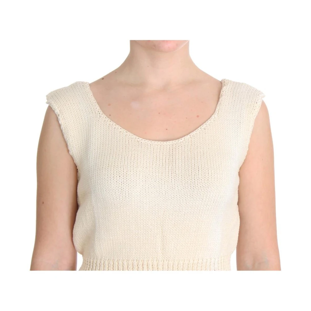 Pink Memories Beige Gebreid Vest Sweater Katoenmix Beige Dames