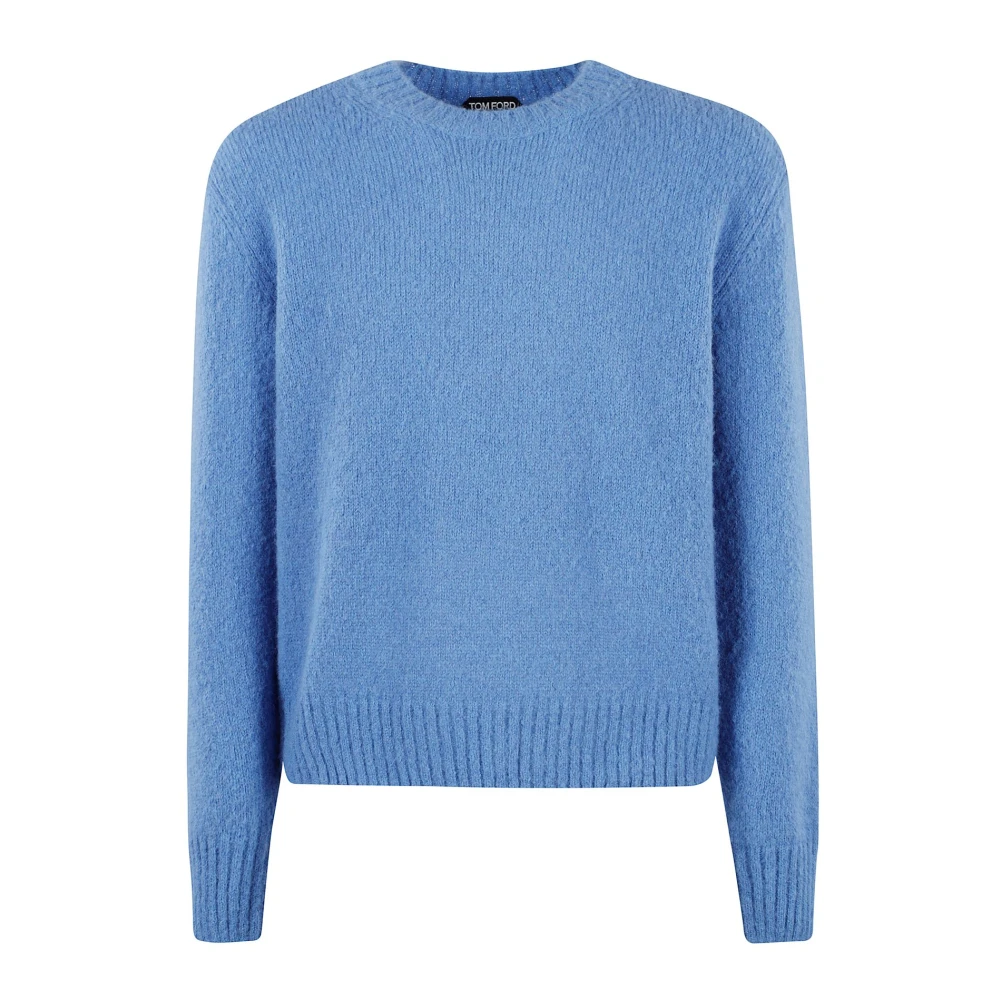 Tom Ford Crew Neck Gebreide Trui Blue Heren