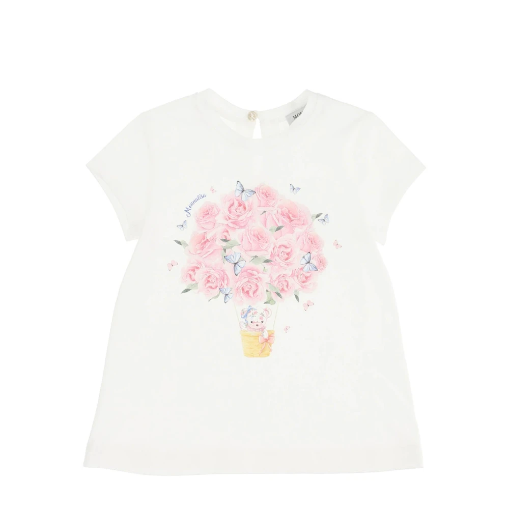Monnalisa Girls White Maxi T-Shirt In Cotton Jersey - Kids Short Sleeve T-Shirts - 3 Y - Kids