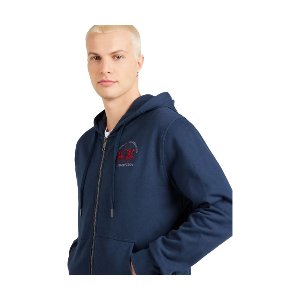 LA MARTINA Elegante Katoenen Hoodie met Rits Blue Heren