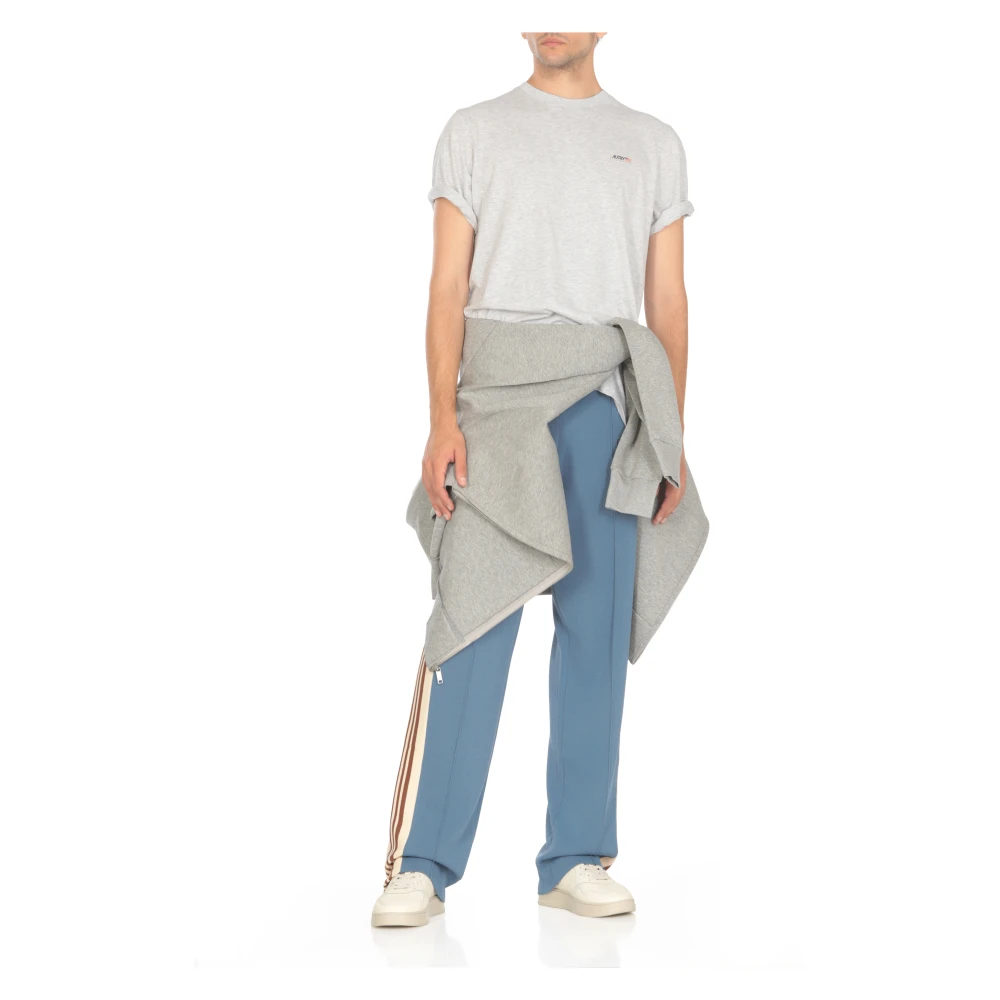 Autry Grijze Katoenen T-shirt met Logolabel Gray Heren