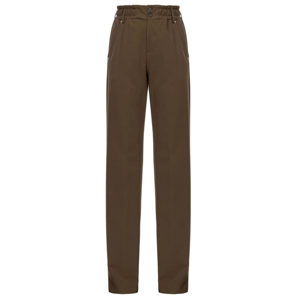 Pinko Elastische Taille Rechte Pijp Broek Green Dames