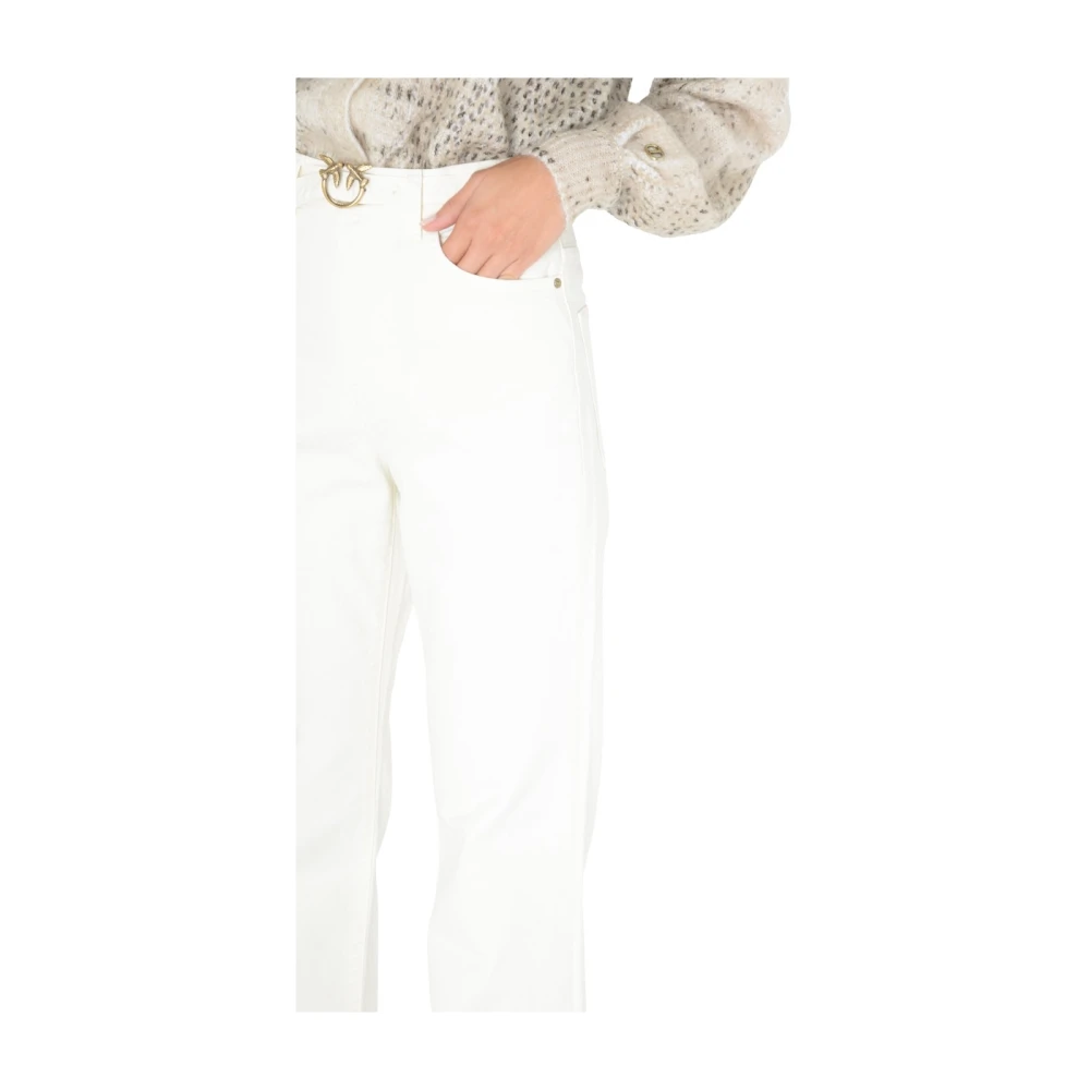pinko Flare Ivory Katoenen Denim Jeans White Dames