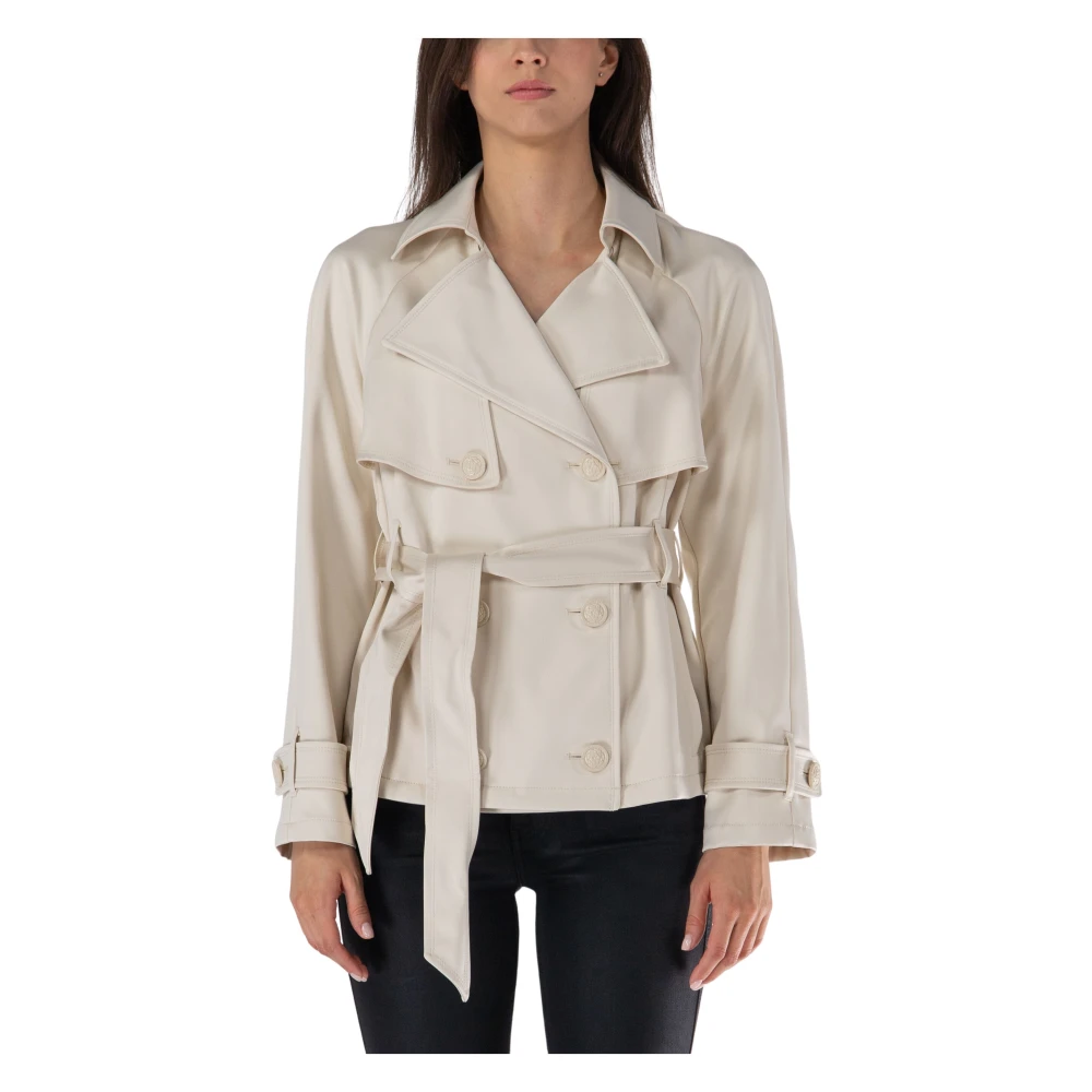 Guess Raso Cropped Trench Coat Beige Dames