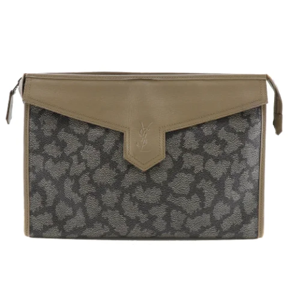 Yves Saint Laurent Vintage Pre-owned Leather clutches Gray Dames