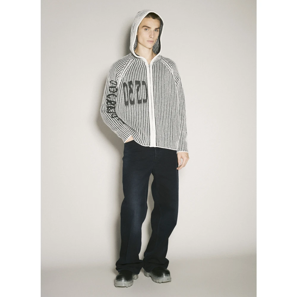 032c Gebreide Hoodie Vest met Ritssluiting Gray Heren