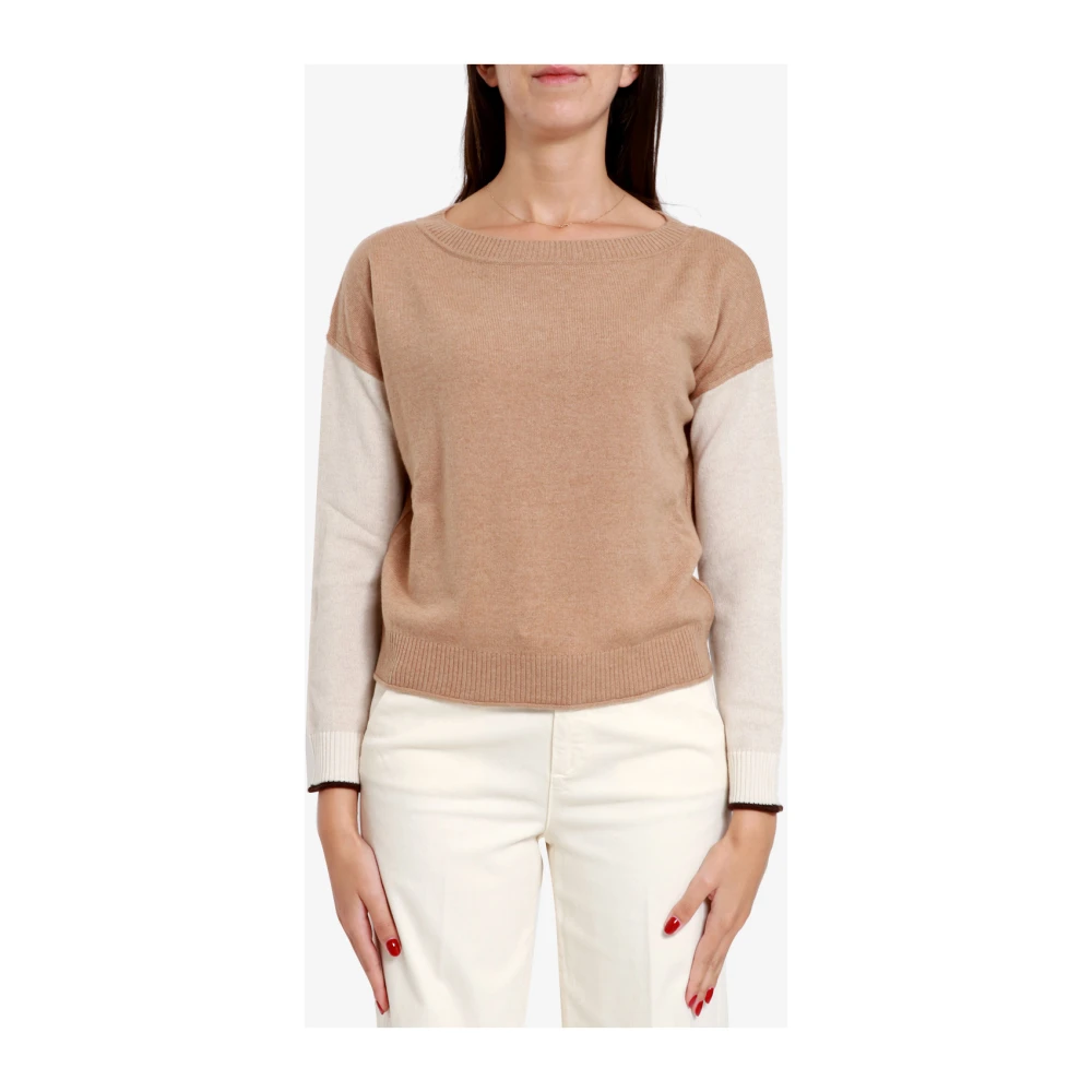 Pennyblack Kleur Blok Wollen Trui Brown Dames