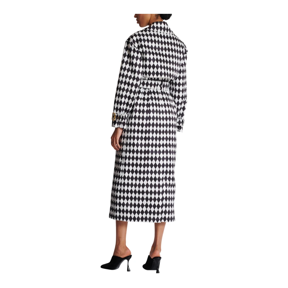 Balmain Trenchcoat met diamantprint en ceintuur Black Dames