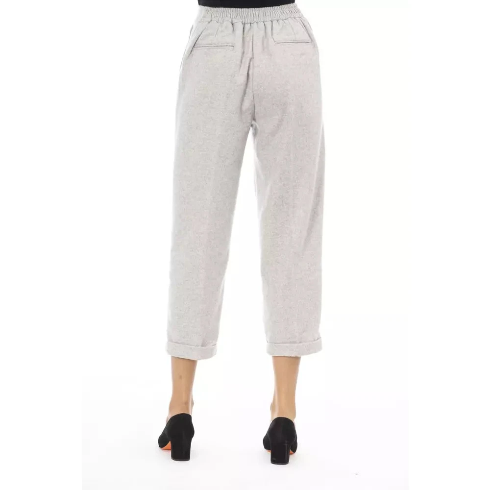 Alpha Studio Grijze Wollen Jeans & Broek Gray Dames