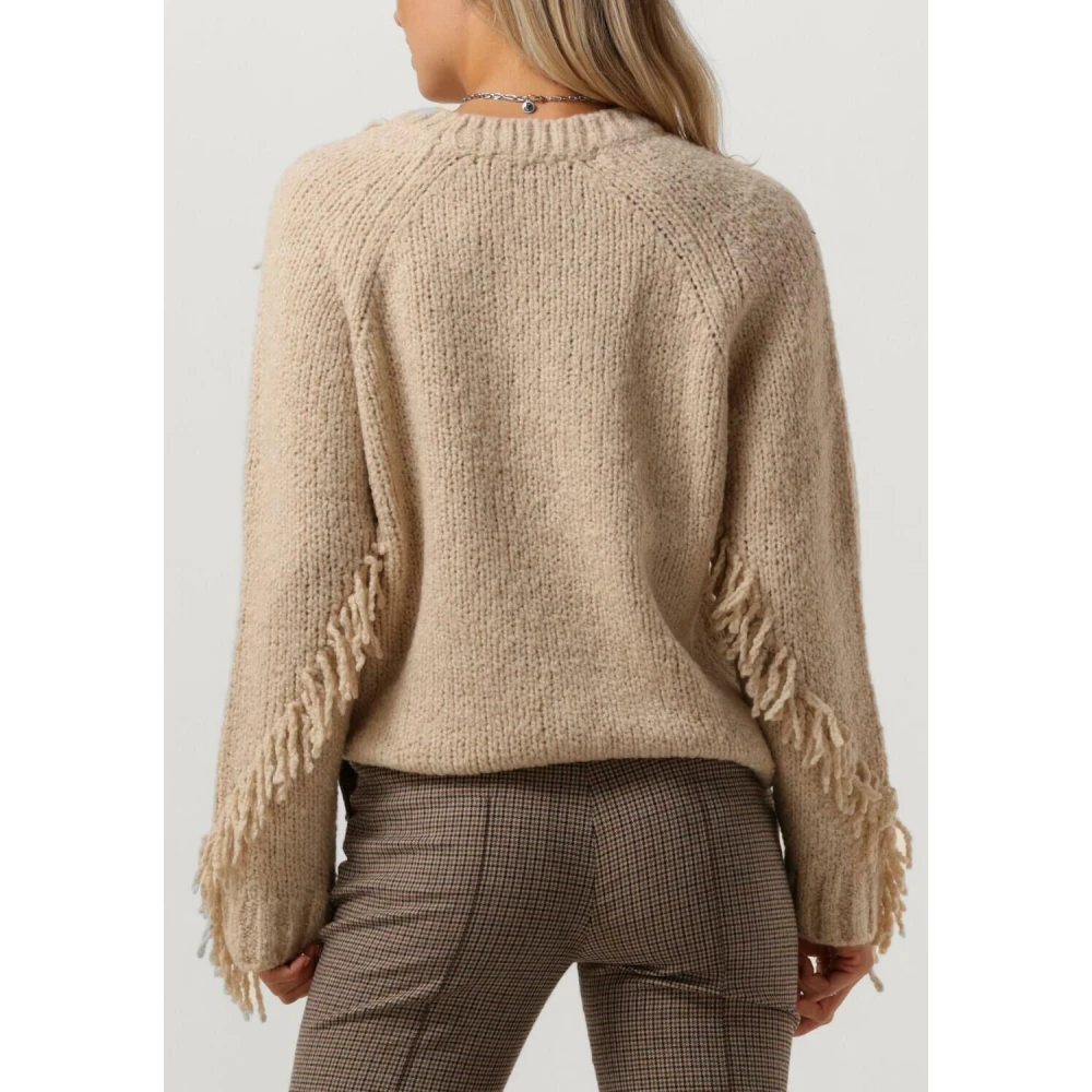 Vanessa Bruno Beige Gebreide Trui met Franjes Beige Dames