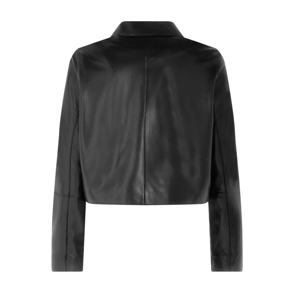Karl Lagerfeld Zwart Lederen JAS MET Zakken EN Knopen Black Dames