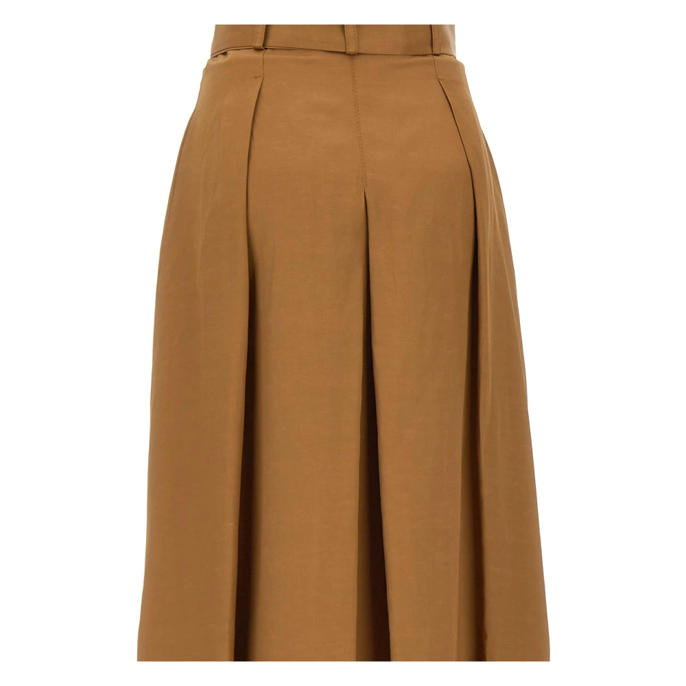 Kaos Bruine Linnen Rok met Strikriem Brown Dames