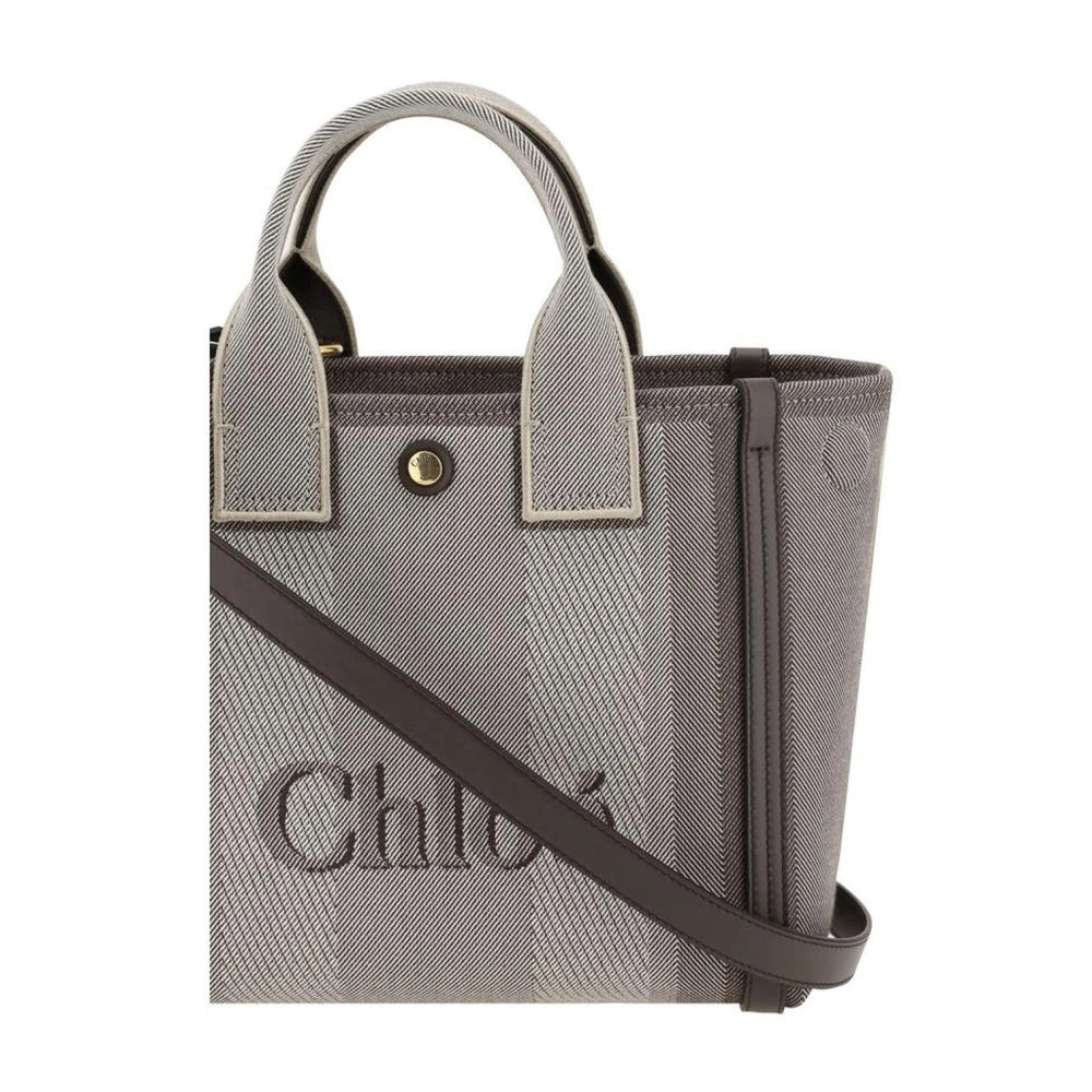 Chloé Leren Detail Tote Tas met Verstelbare Band Gray Dames