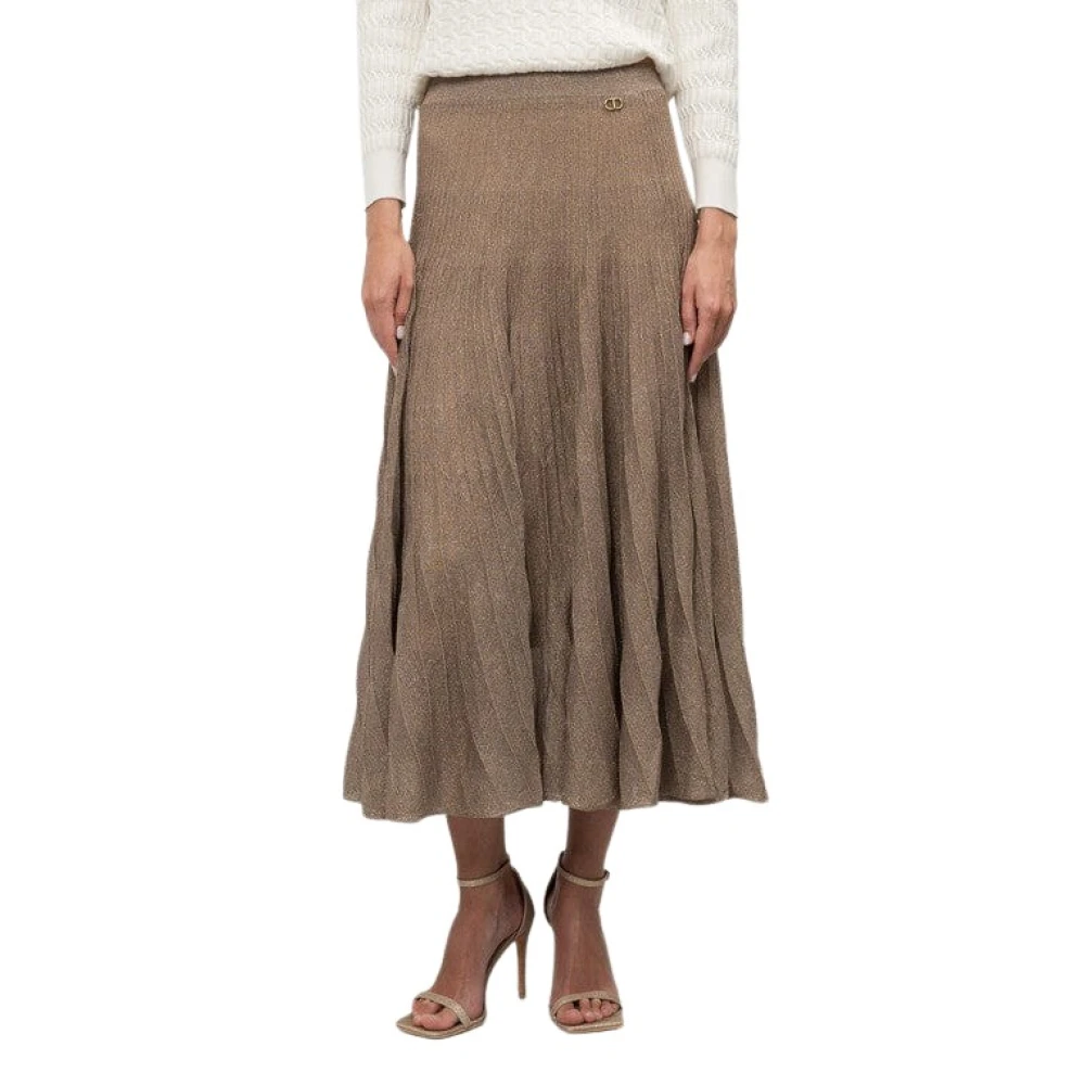 Twinset Lurex Geplooide Midi Rok Gray Dames