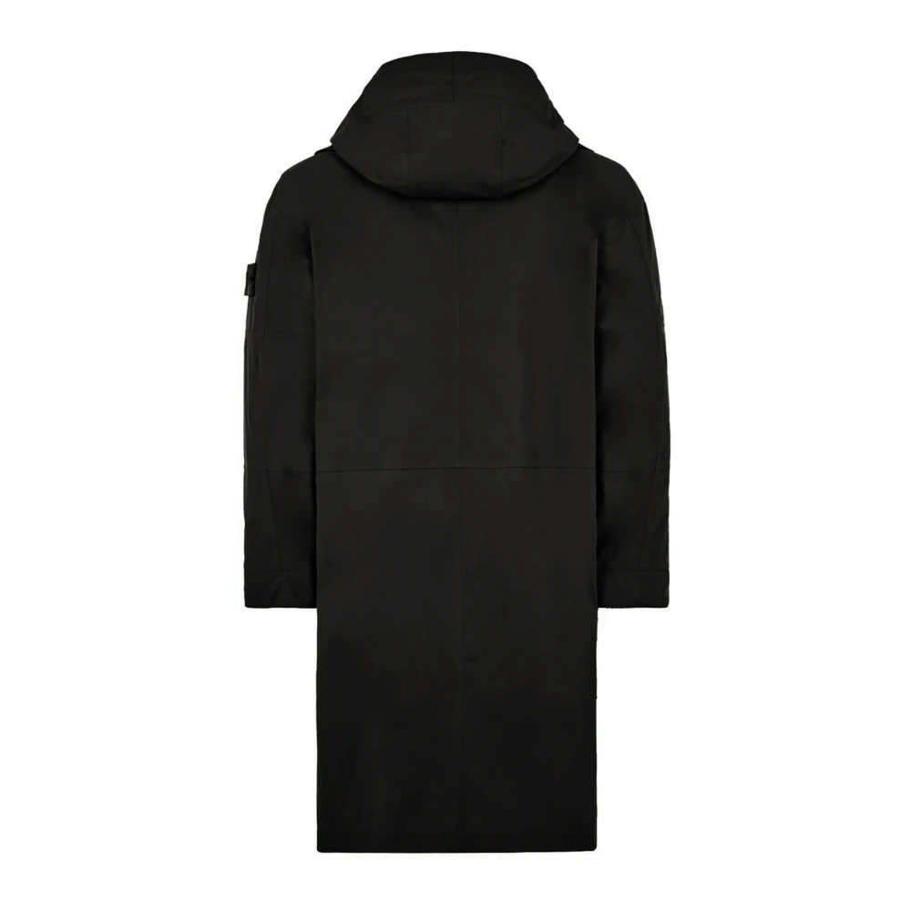 Stone Island Oversized Fit Coat Made in China Black Heren
