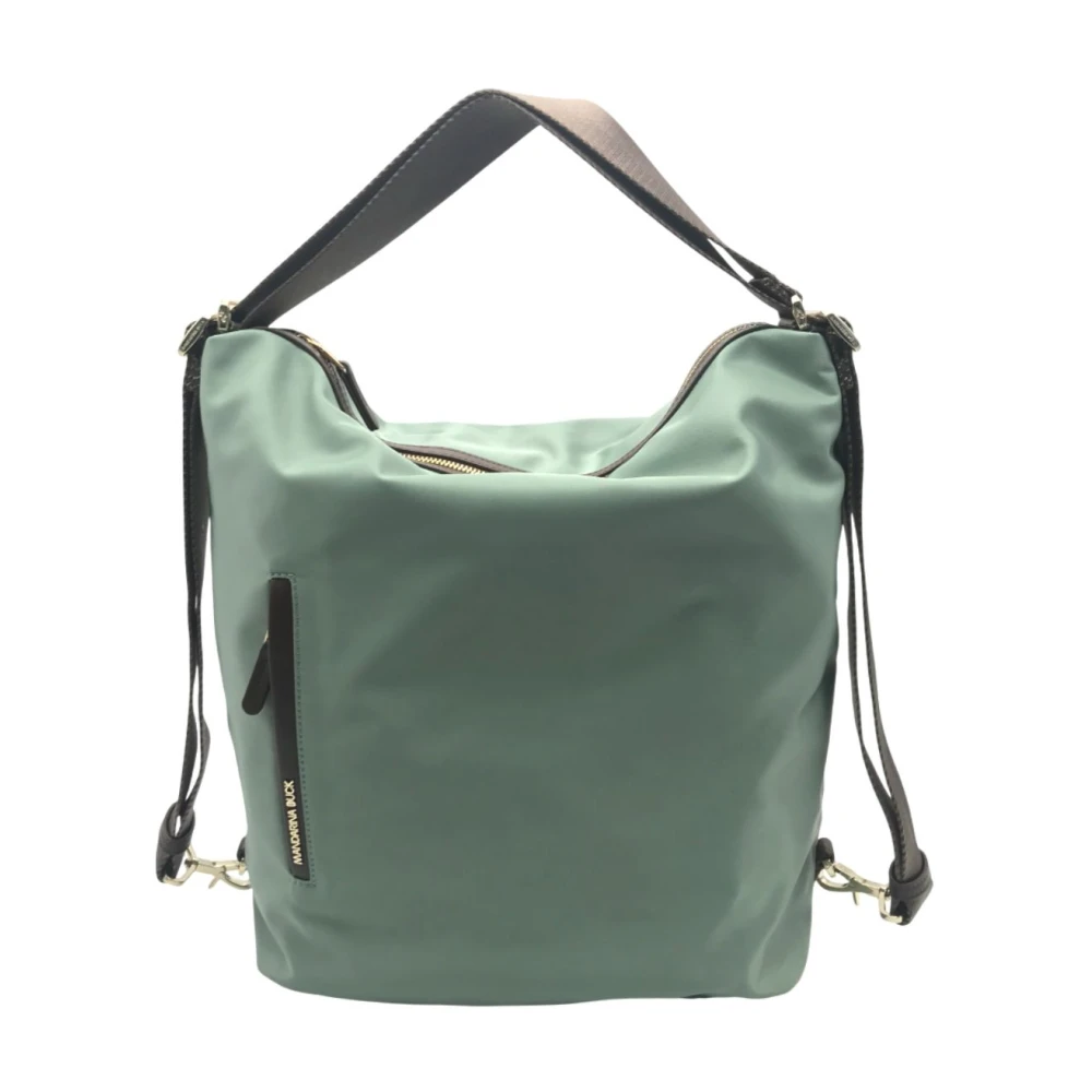 Mandarina Duck Omkeerbare Nylon Schoudertas met Eco-leren Details Green Dames
