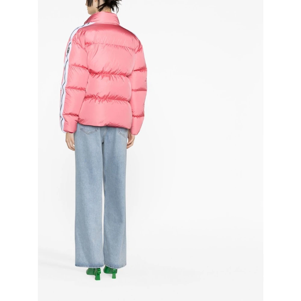 Palm Angels Roze Contrast Logo Puffer Jas Pink Dames