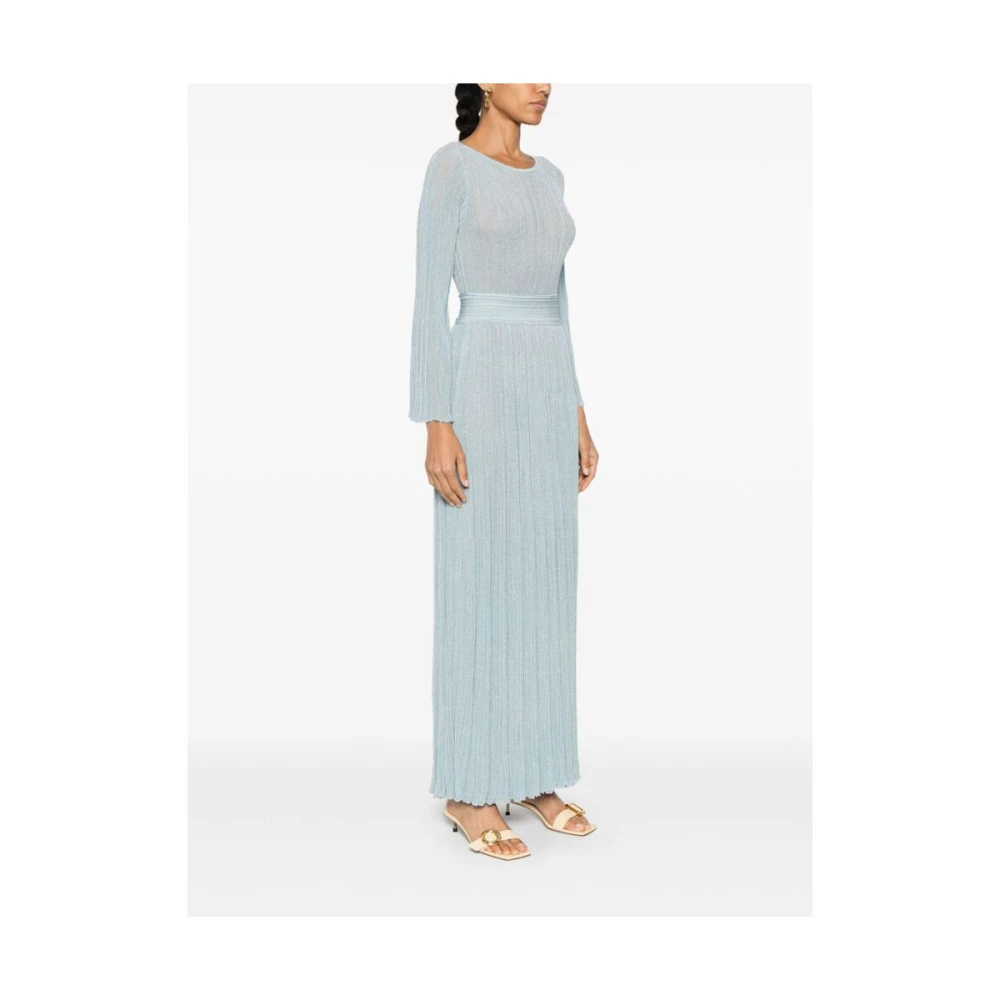 Antonino Valenti Blauwe Metallic Plissé Jurk met Lange Mouwen Blue Dames