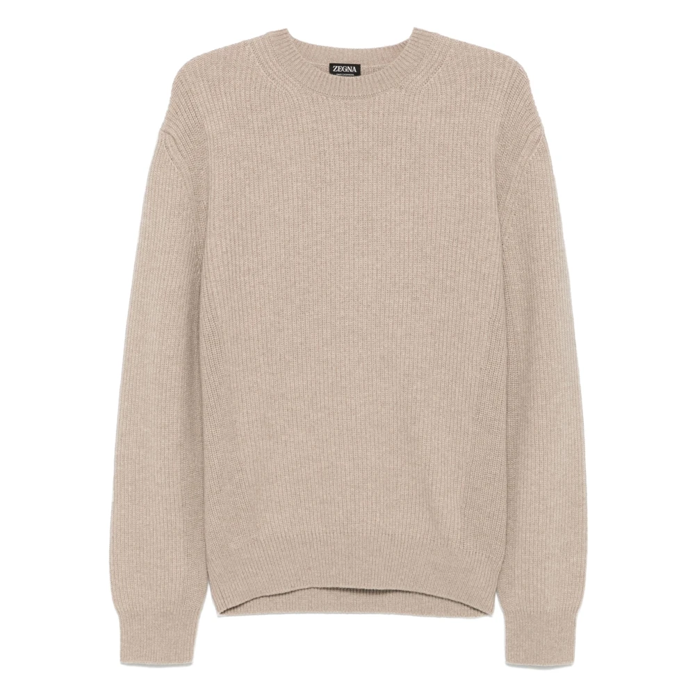 Ermenegildo Zegna Luxe Cashmere Crew-Neck Gebreide kleding Beige Heren
