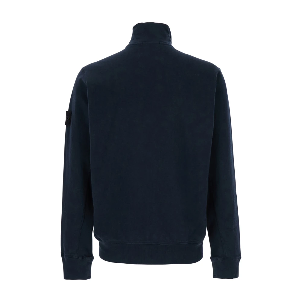 Stone Island Blauwe Katoenen Sweatshirt met Afneembaar Kompaslogo Blue Heren