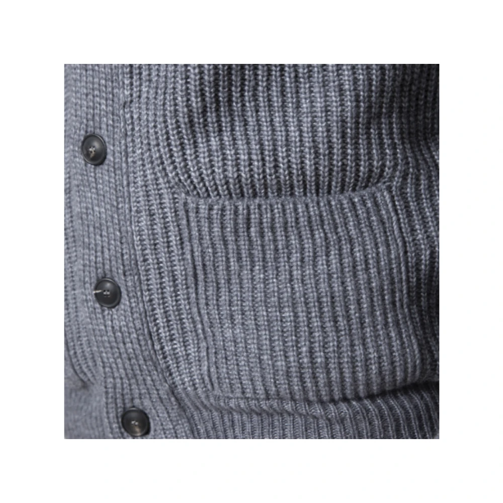Gran Sasso Grijze Geribbelde Shawl Kraag Cardigan Gray Heren